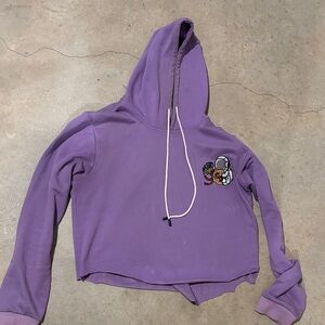 Atlanta Purple Cropped Hoodie with Embroidery